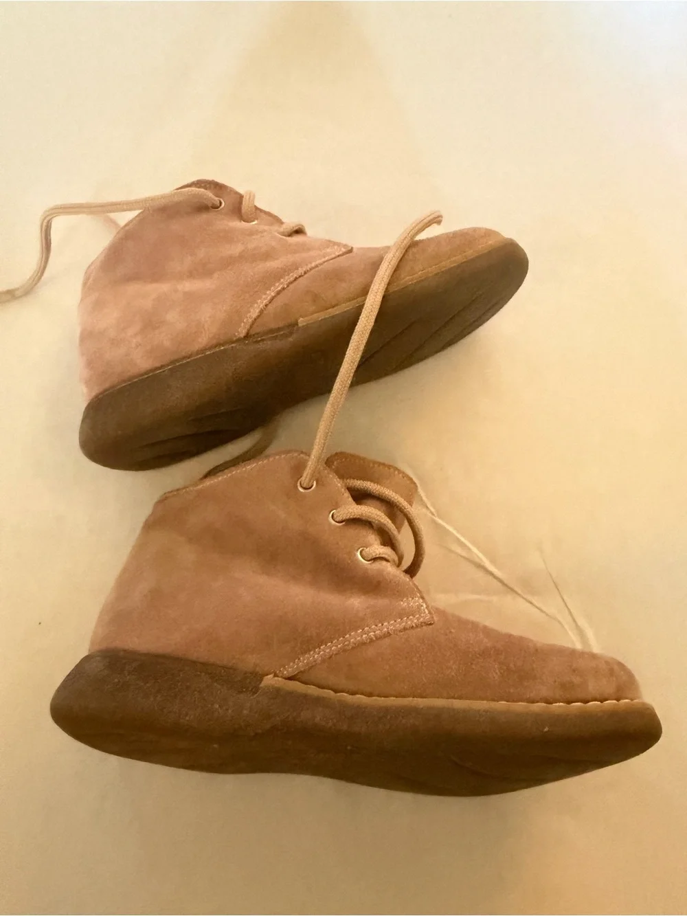 Children's Suede Lace-Up Boots in Light Pink
